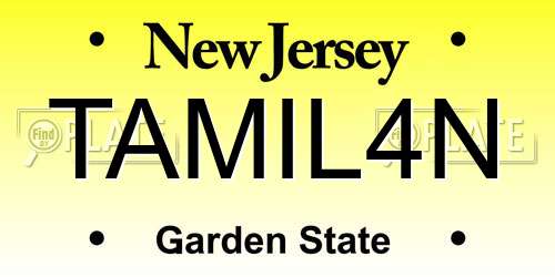 TAMIL4N New Jersey License Plate