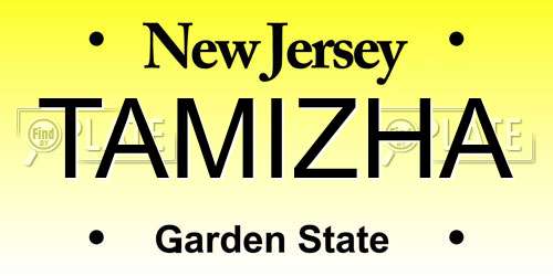 TAMIZHA New Jersey License Plate