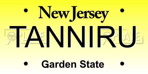 TANNIRU New Jersey License Plate