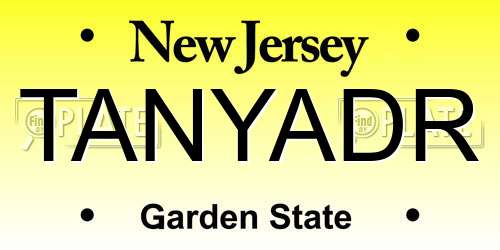 TANYADR New Jersey License Plate