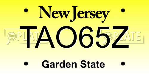 TAO65Z New Jersey License Plate