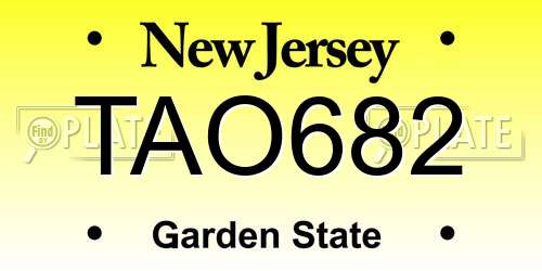 TAO682 New Jersey License Plate