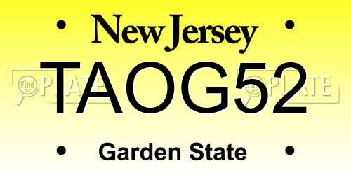 TAOG52 New Jersey License Plate