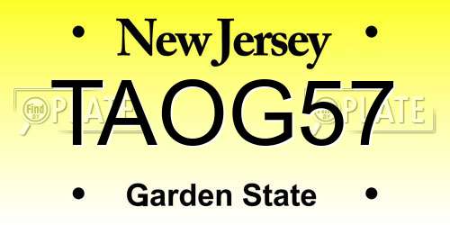 TAOG57 New Jersey License Plate