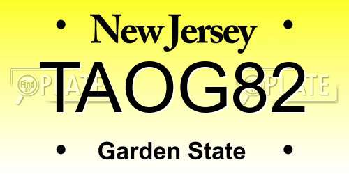 TAOG82 New Jersey License Plate