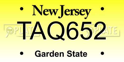 TAQ652 New Jersey License Plate