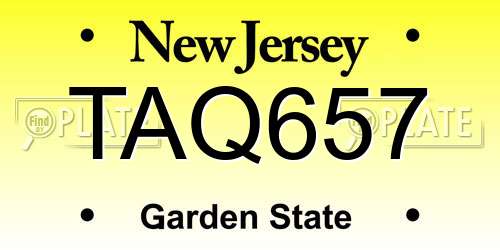 TAQ657 New Jersey License Plate