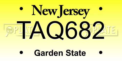 TAQ682 New Jersey License Plate