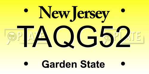TAQG52 New Jersey License Plate