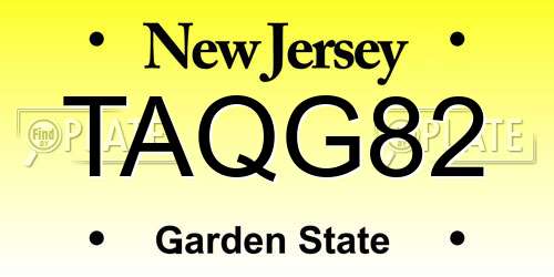 TAQG82 New Jersey License Plate
