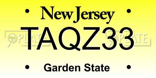 TAQZ33 New Jersey License Plate