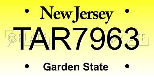 TAR7963 New Jersey License Plate