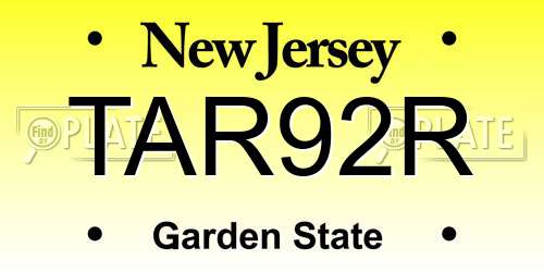 TAR92R New Jersey License Plate