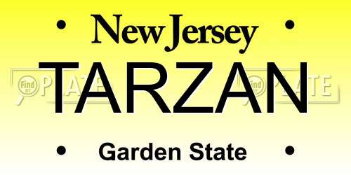 TARZAN New Jersey License Plate