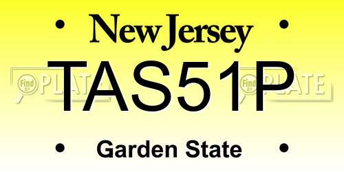TAS51P New Jersey License Plate
