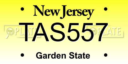 TAS557 New Jersey License Plate
