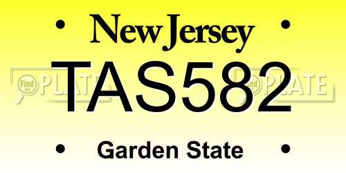 TAS582 New Jersey License Plate