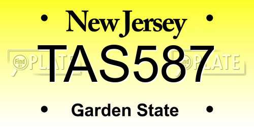 TAS587 New Jersey License Plate