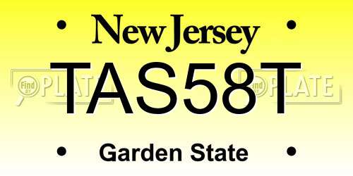 TAS58T New Jersey License Plate
