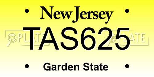 TAS625 New Jersey License Plate