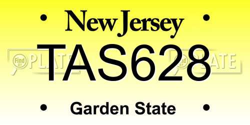 TAS628 New Jersey License Plate
