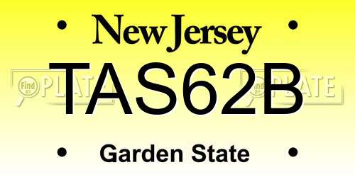 TAS62B New Jersey License Plate