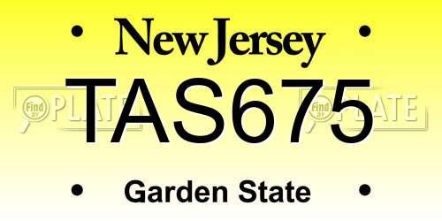 TAS675 New Jersey License Plate