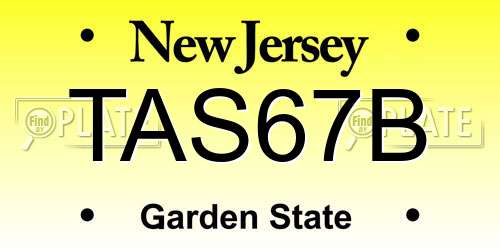 TAS67B New Jersey License Plate