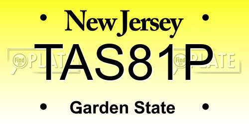 TAS81P New Jersey License Plate