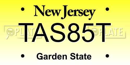 TAS85T New Jersey License Plate