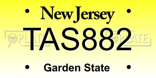 TAS882 New Jersey License Plate