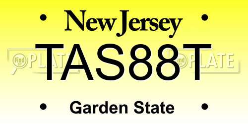 TAS88T New Jersey License Plate