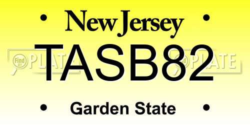 TASB82 New Jersey License Plate