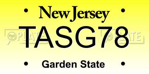 TASG78 New Jersey License Plate