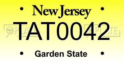 TAT0042 New Jersey License Plate