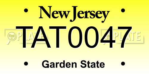 TAT0047 New Jersey License Plate