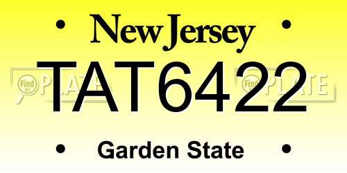 TAT6422 New Jersey License Plate