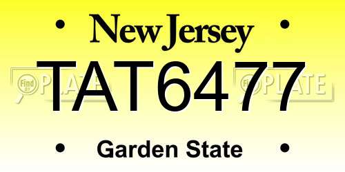TAT6477 New Jersey License Plate
