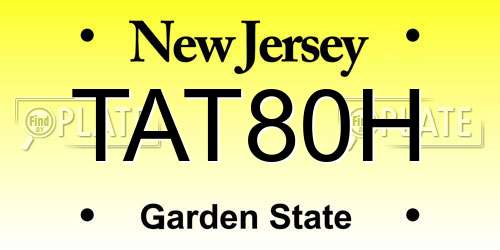 TAT80H New Jersey License Plate