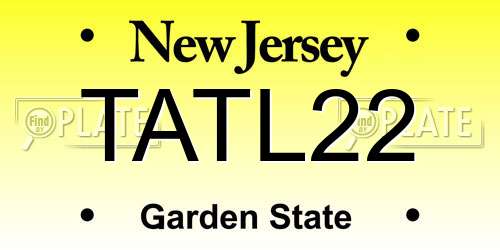 TATL22 New Jersey License Plate