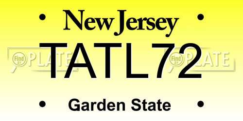 TATL72 New Jersey License Plate
