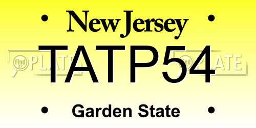 TATP54 New Jersey License Plate