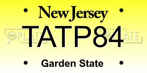 TATP84 New Jersey License Plate