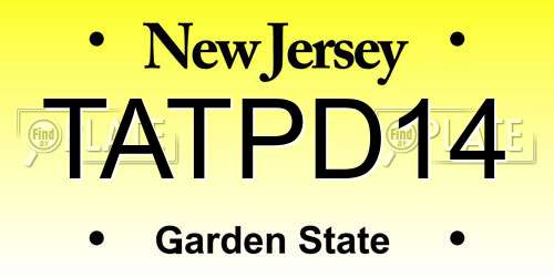 TATPD14 New Jersey License Plate