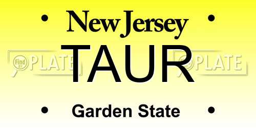 TAUR New Jersey License Plate