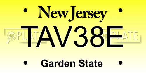 TAV38E New Jersey License Plate