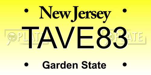 TAVE83 New Jersey License Plate