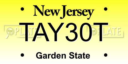 TAY30T New Jersey License Plate