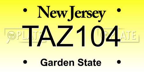 TAZ104 New Jersey License Plate