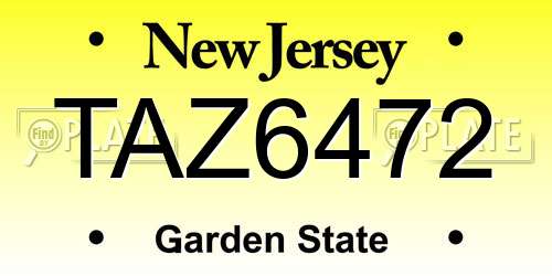 TAZ6472 New Jersey License Plate